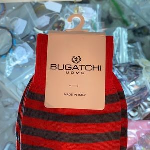 NWT BUGATCHI DRESS SOCKS STRIPED GRAY,BURNT ORANGE